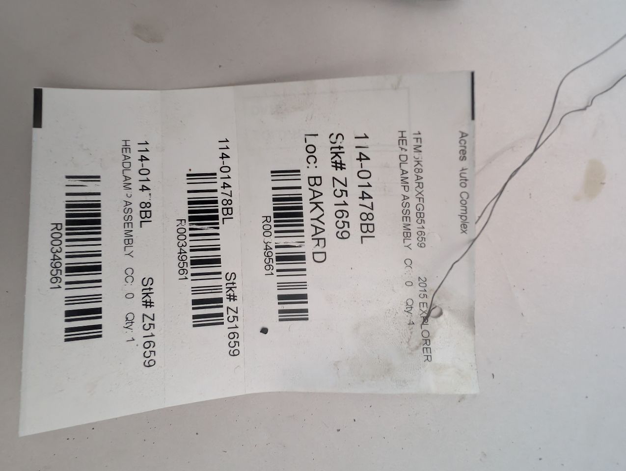 2015 FORD EXPLORER Left HEADLAMP ASSEMBLY - 349561 — photo 7