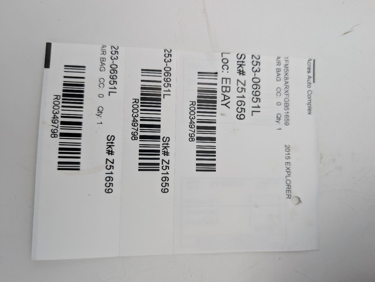 2015 FORD EXPLORER Left AIR BAG - 349798