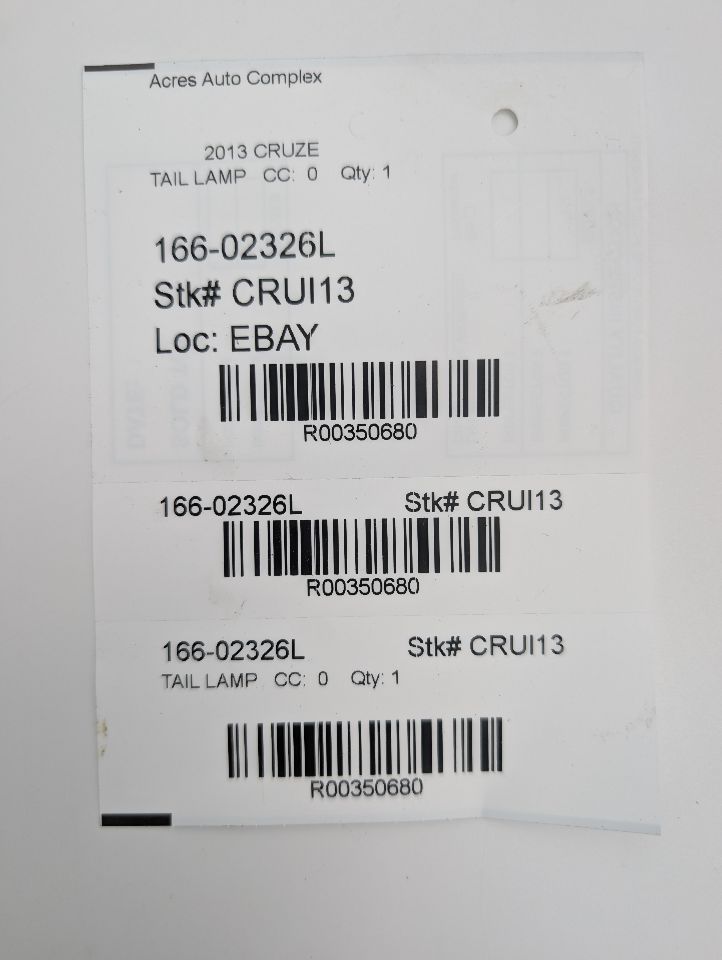 2013 CHEVROLET CRUZE Left TAIL LAMP - 350680