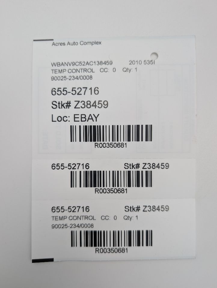 2010 BMW 535i 6cyl Gasoline Turbo 3.0 TEMP CONTROL - 350681