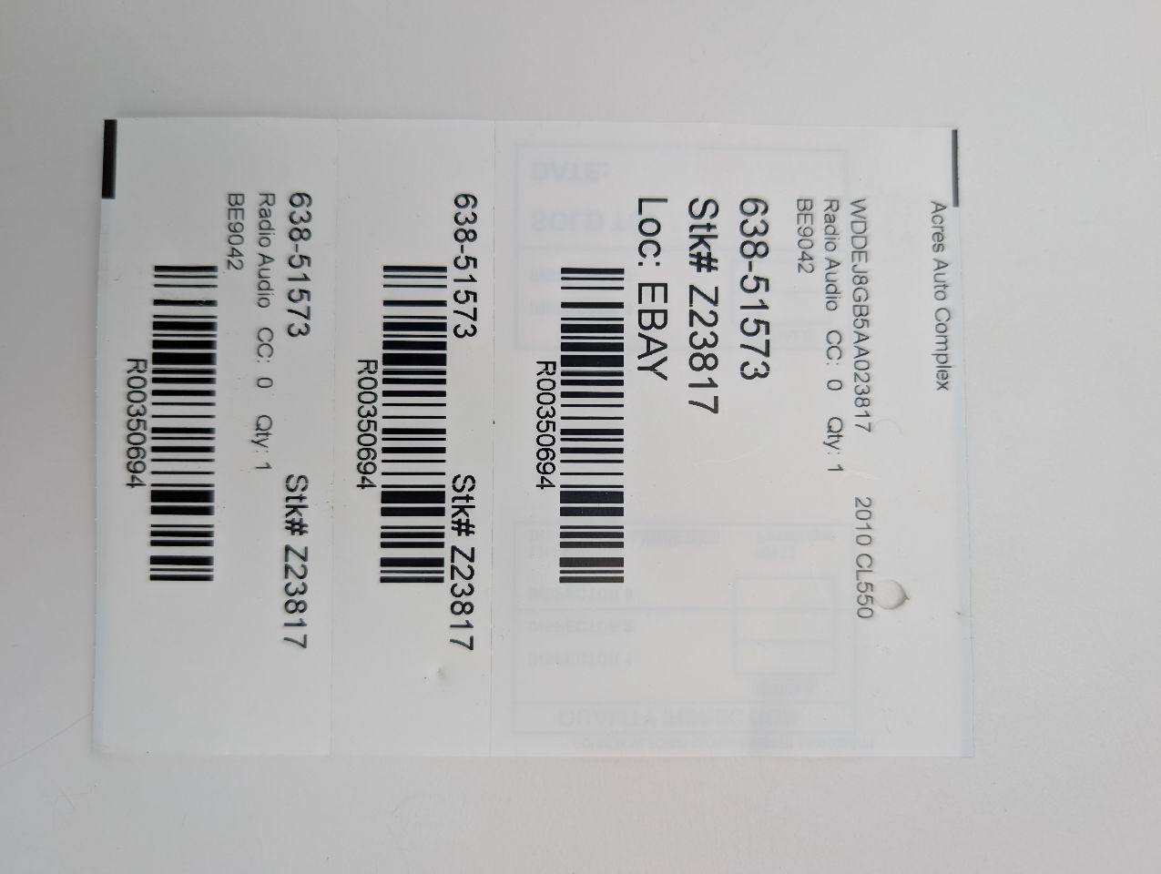 2010 MERCEDES-BENZ CL-CLASS 8cyl Gasoline 5.5 Radio Audio - 350694
