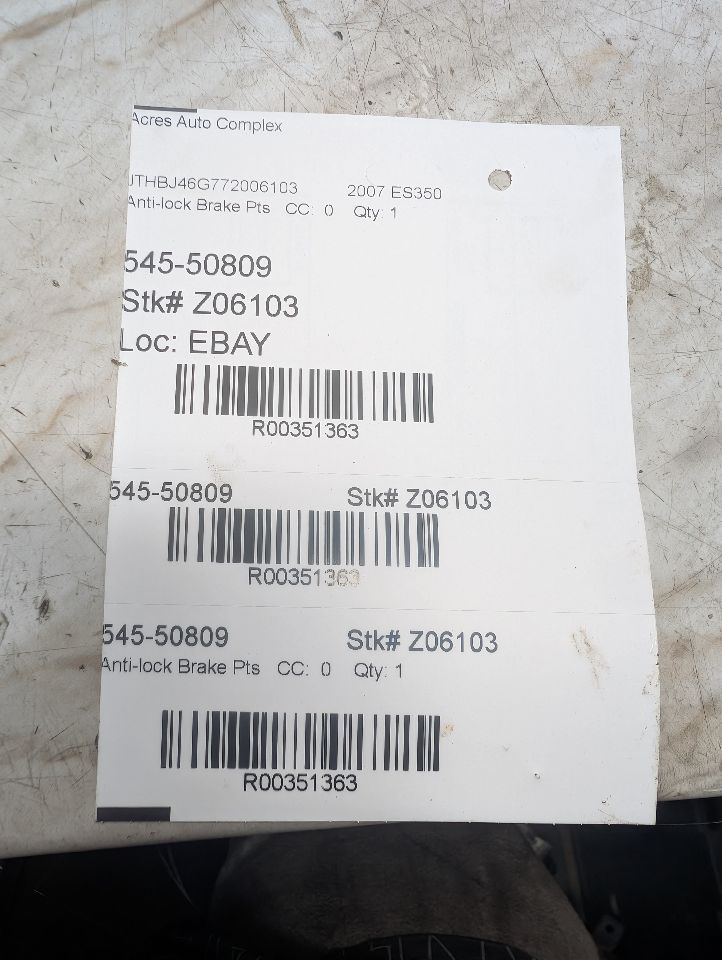2007 LEXUS ES350 6cyl Gasoline 3.5 Anti-lock Brake Pts - 351363