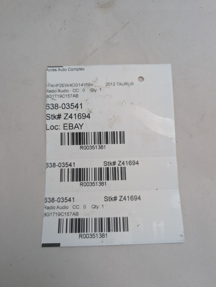 2012 FORD TAURUS 6cyl Gasoline 3.5 Radio Audio - 351381