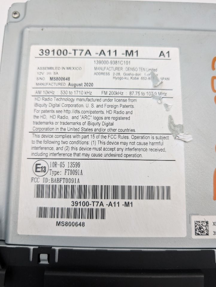 2021 HONDA HR-V 1.8L 4cyl Gasoline VVT Radio Audio - 351432 — photo 8