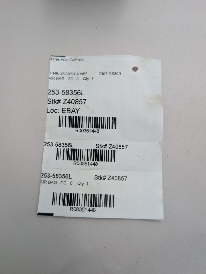 2007 LEXUS ES350 6cyl Gasoline 3.5 Left AIR BAG - 351448