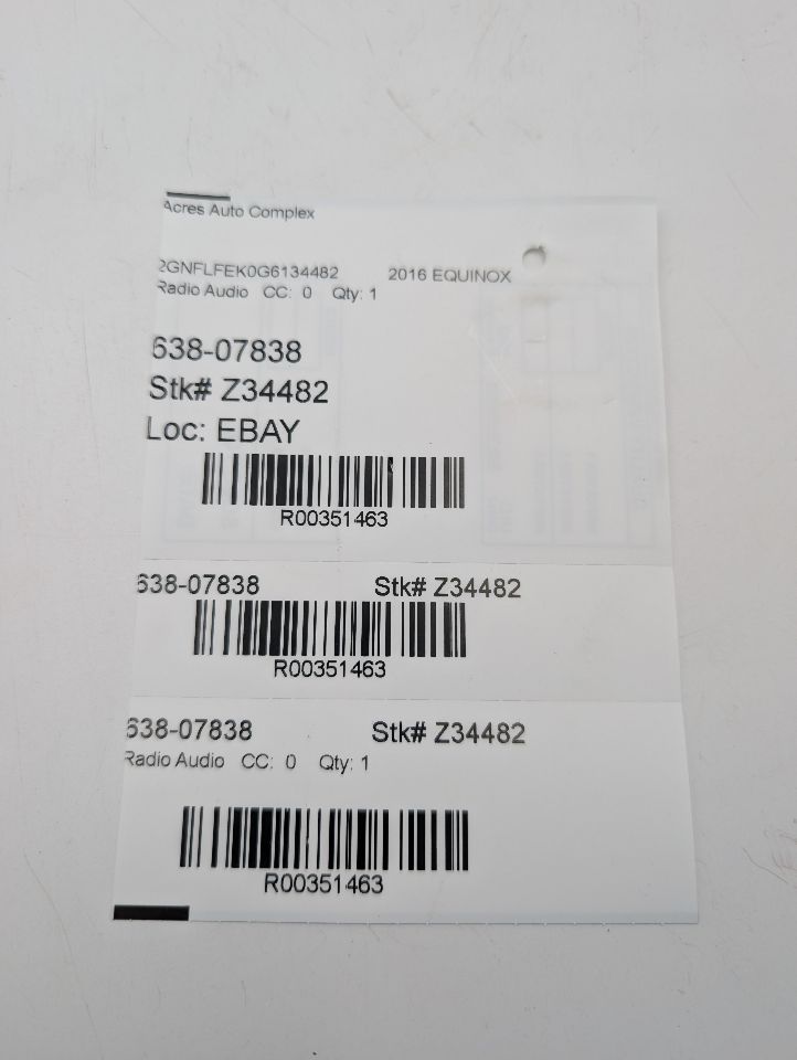 2016 CHEVROLET EQUINOX Radio Audio - 351463