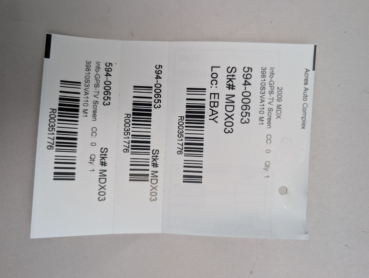 2009 ACURA MDX Info-GPS-TV Screen - 351776