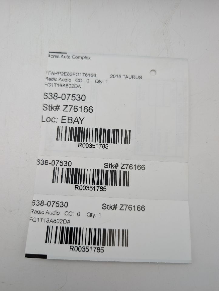 2015 FORD TAURUS Radio Audio - 351785