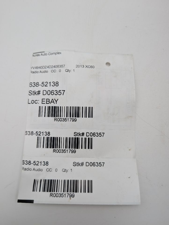 2013 VOLVO 60 SERIES 6Cyl Gasoline 3.2 PZEV Radio Audio - 351799
