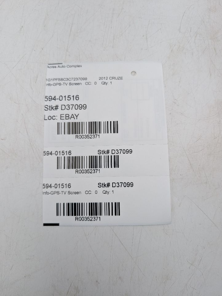 2012 CHEVROLET CRUZE 4cyl Gasoline Turbo 1.4 Info-GPS-TV Screen - 352371