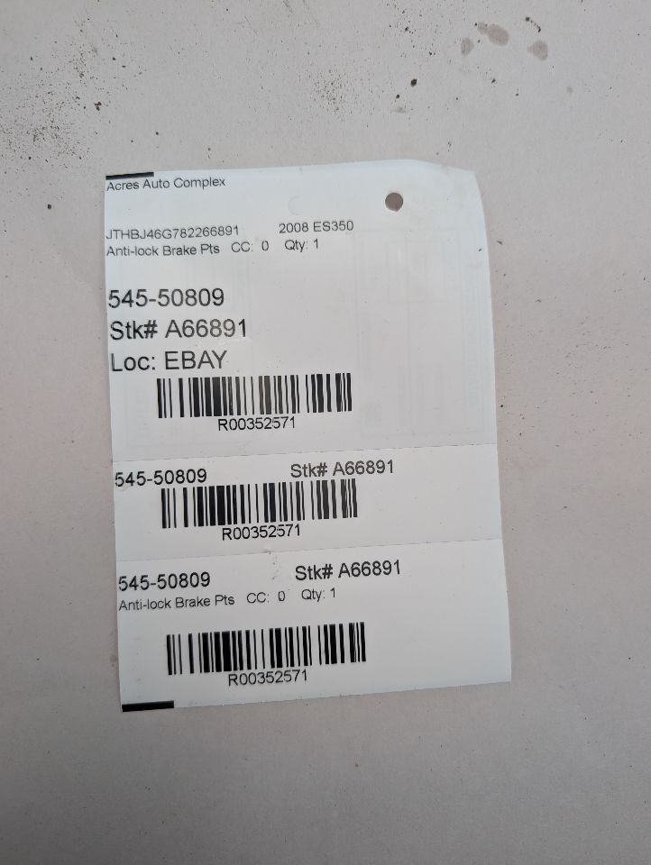 2008 LEXUS ES350 6cyl Gasoline 3.5 Anti-lock Brake Pts - 352571