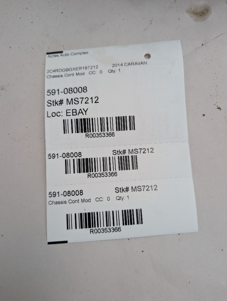 2014 DODGE CARAVAN 6cyl Gasoline 3.6 Chassis Cont Mod - 353366
