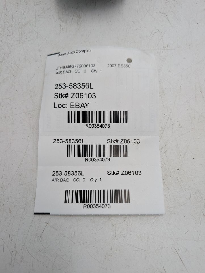 2007 LEXUS ES350 6cyl Gasoline 3.5 Left AIR BAG - 354073