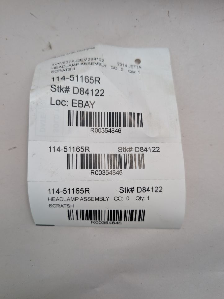 2014 VOLKSWAGEN JETTA 1.4L 4cyl Turbo Hybrid Right HEADLAMP ASSEMBLY - 354846