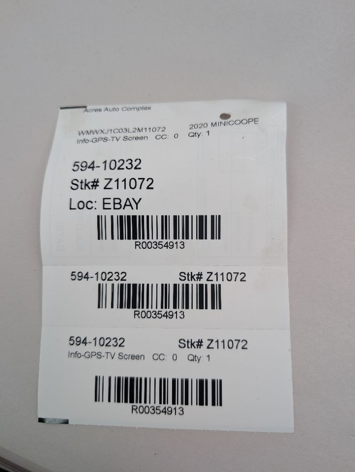 2020 MINI COOPER COOPER 2.0L 4cyl Turbo Gasoline Info-GPS-TV Screen - 354913