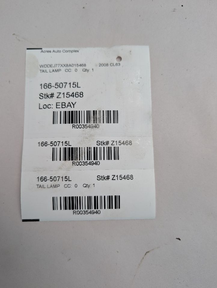 2008 MERCEDES-BENZ CL-CLASS 6.2L 8cyl Gasoline Left TAIL LAMP - 354940