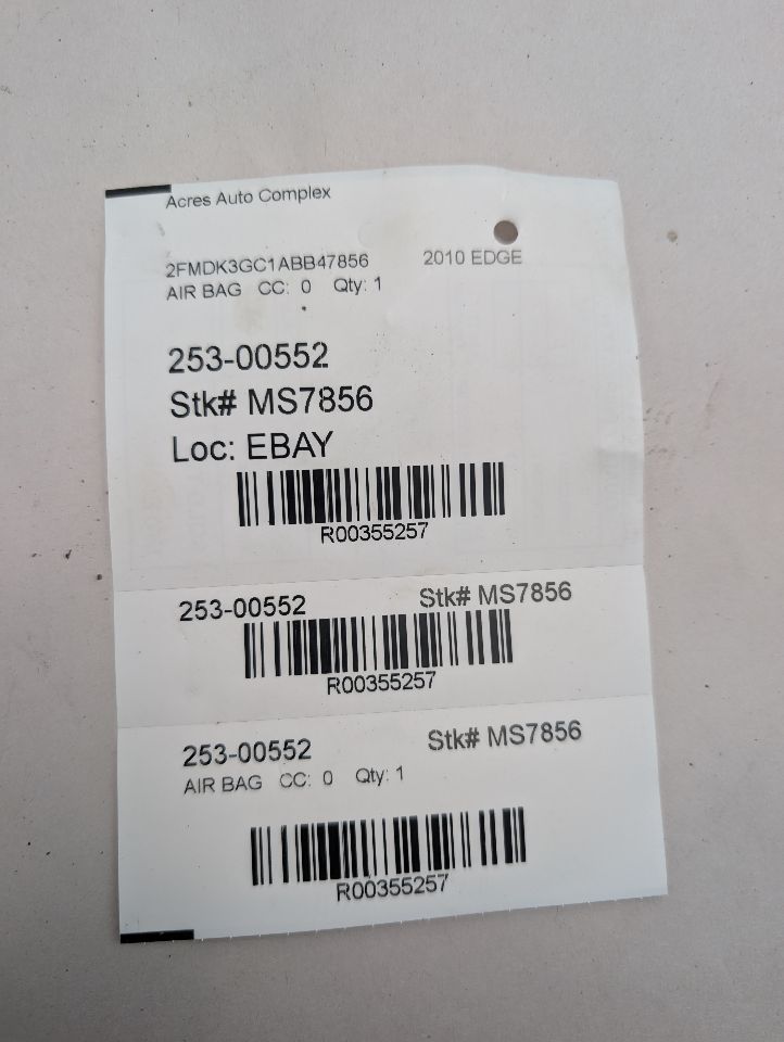 2010 FORD EDGE 6cyl Gasoline 3.5 AIR BAG - 355257