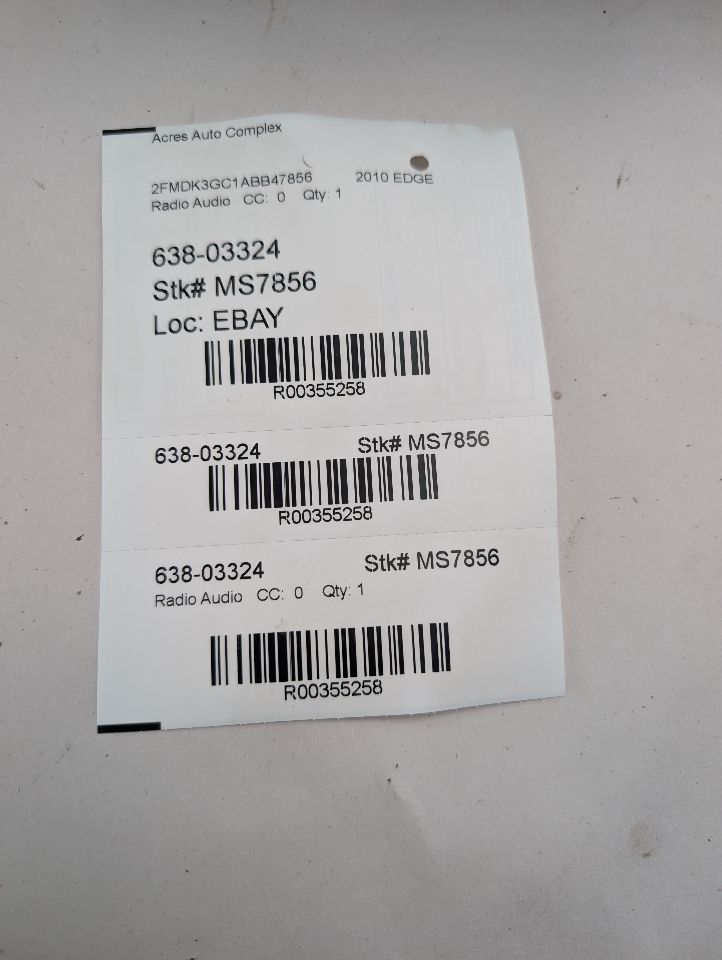 2010 FORD EDGE 6cyl Gasoline 3.5 Radio Audio - 355258