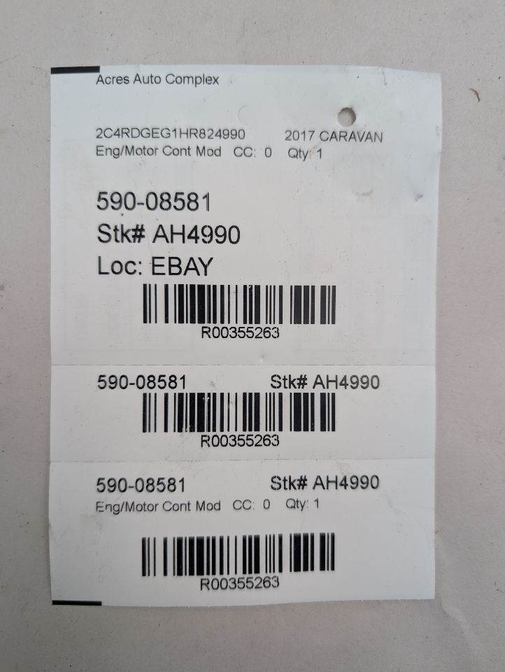 2017 DODGE CARAVAN 6 cyl Gas Flex Fuel 3.6 Eng/Motor Cont Mod - 355263