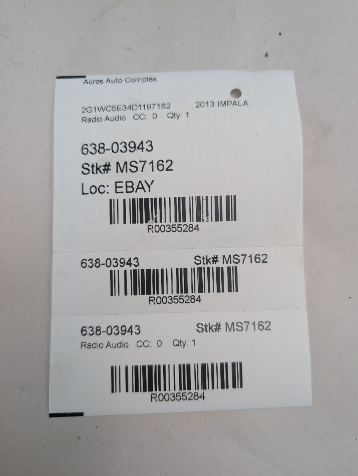 2013 CHEVROLET IMPALA 6 cyl Gas Flex Fuel 3.6 Radio Audio - 355284