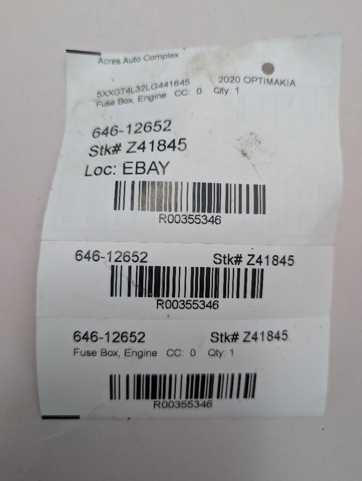 2020 KIA OPTIMA 2.4L 4cyl Gasoline VVT Fuse Box, Engine - 355346 — photo 5