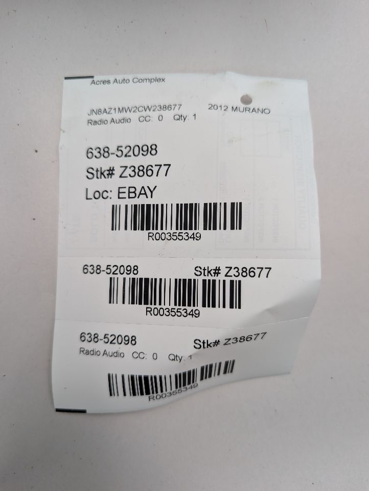 2012 NISSAN MURANO 6cyl Gasoline 3.5 Radio Audio - 355349 — photo 1