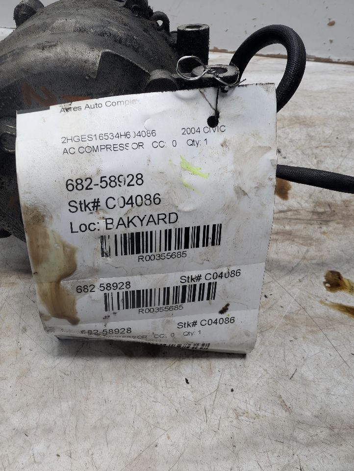 2004 HONDA CIVIC 4cyl Gasoline 1.7 AC COMPRESSOR - 355685 — photo 4