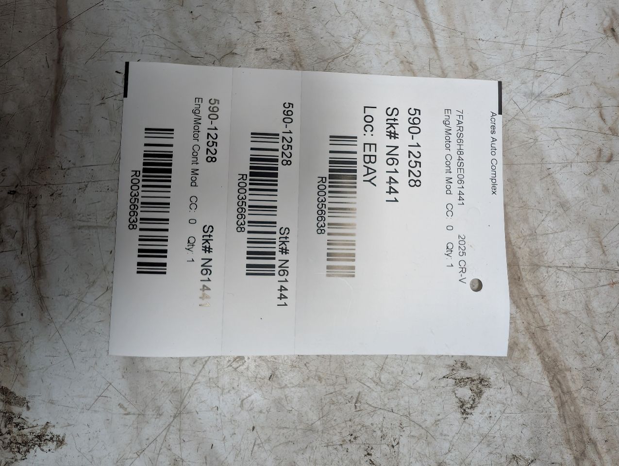 2025 HONDA CR-V 2.0L 4cyl Hybrid Eng/Motor Cont Mod - 356638
