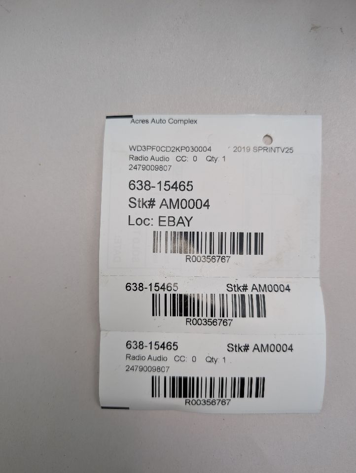 2019 MERCEDES-BENZ SPRINTER 2500 3.0L 6cyl Turbo Diesel Radio Audio - 356767 — photo 1