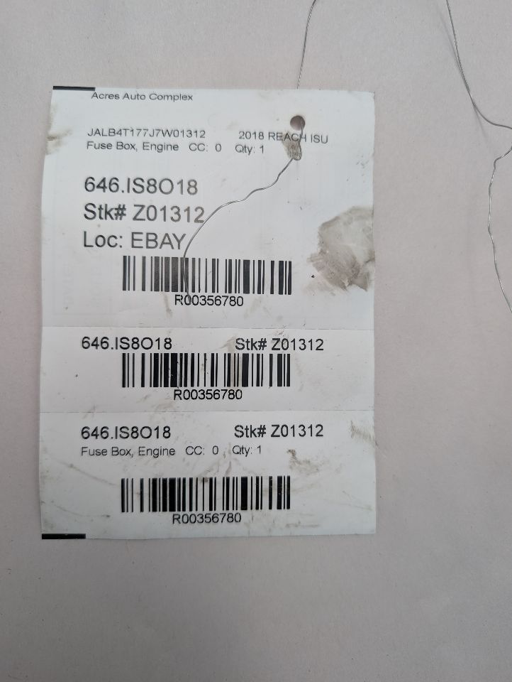 2018 ISUZU REACH ISU 3.0L 4cyl Diesel Fuse Box, Engine - 356780