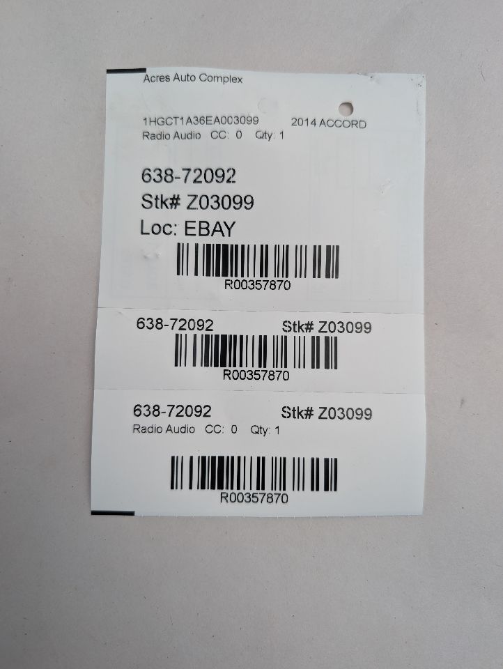 2014 HONDA ACCORD 4cyl Gasoline 2.4 Radio Audio - 357870 — photo 1