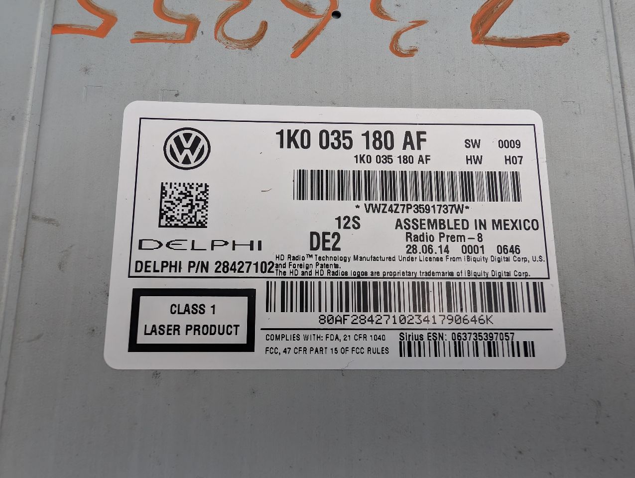 2014 VOLKSWAGEN JETTA 4cyl Gasoline Turbo 1.8 Radio Audio - 358356 — photo 3