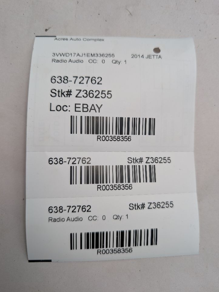 2014 VOLKSWAGEN JETTA 4cyl Gasoline Turbo 1.8 Radio Audio - 358356 — photo 8