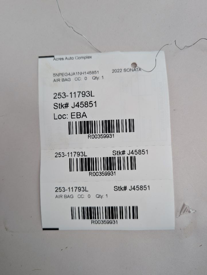 2022 HYUNDAI SONATA 2.5L 4cyl Gasoline Left AIR BAG - 359931