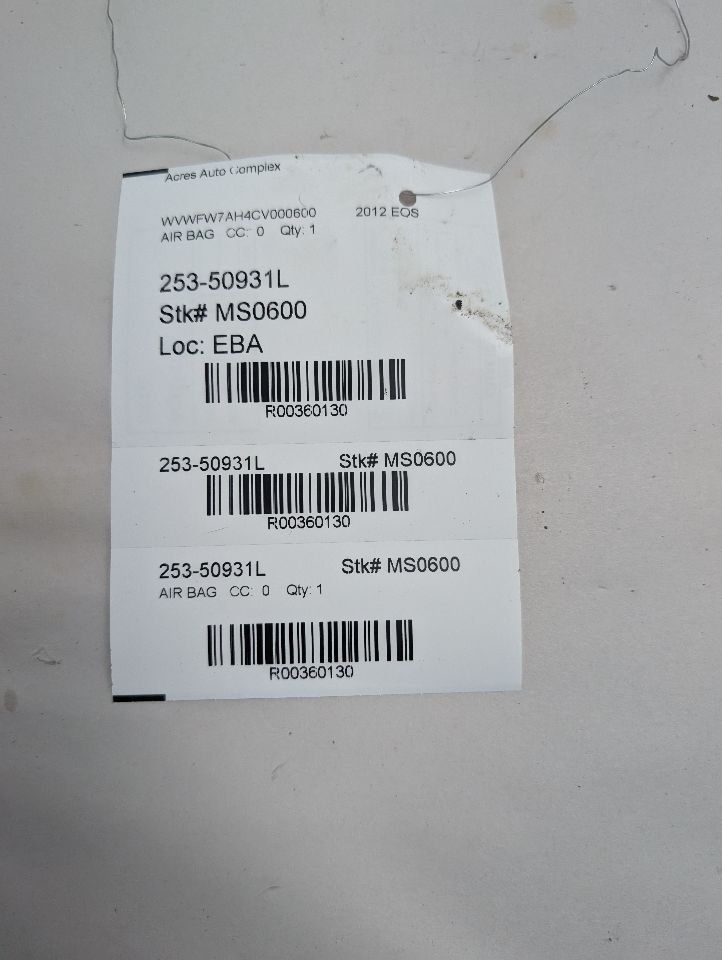 2012 VOLKSWAGEN EOS 4cyl Gasoline Turbo 2.0 Left AIR BAG - 360130