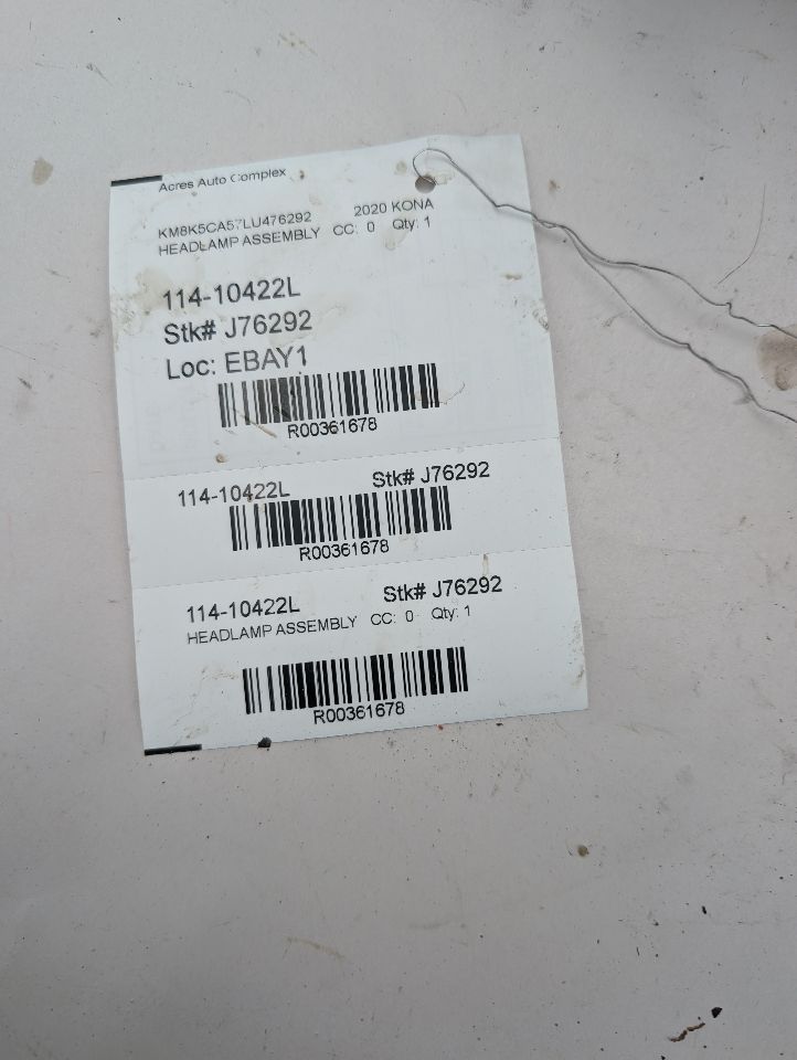 2020 HYUNDAI KONA 1.6L 4cyl Turbo Gasoline Left HEADLAMP ASSEMBLY - 361678 — photo 7