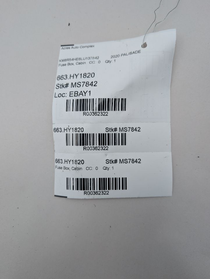 2020 HYUNDAI PALISADE 3.8L 6cyl Gasoline VVT Fuse Box, Cabin - 362322 — photo 5