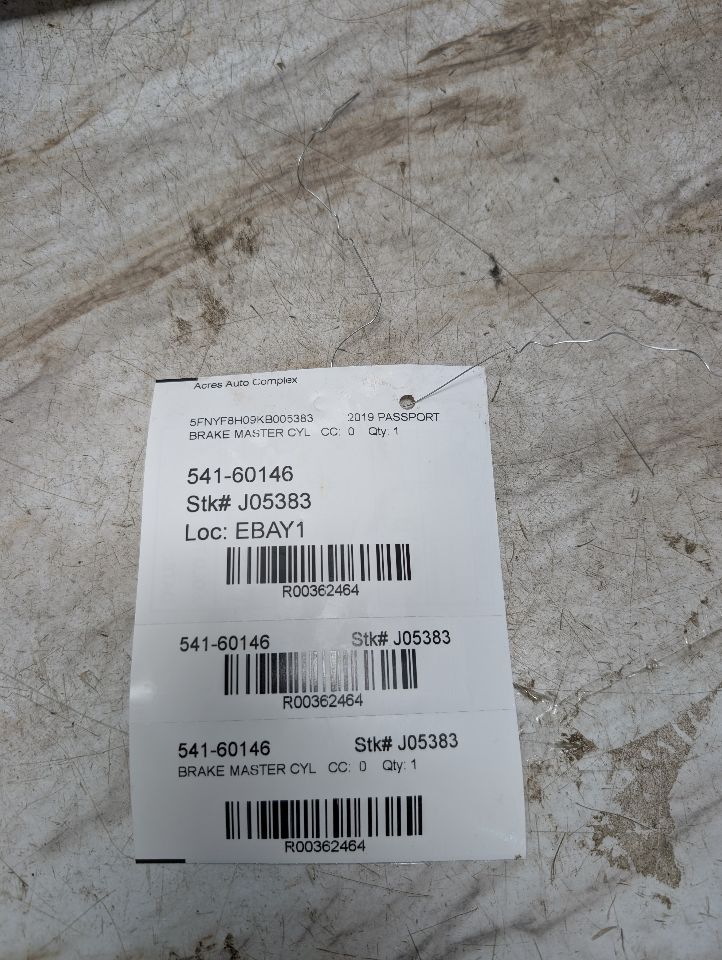 2019 HONDA PASSPORT 3.5L 6cyl Gasoline VVT BRAKE MASTER CYL - 362464 — photo 5