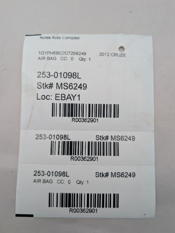 2012 CHEVROLET CRUZE 4cyl Gasoline Turbo 1.4 Left AIR BAG - 362901 — photo 7