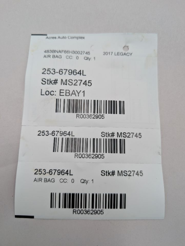 2017 SUBARU LEGACY 4cyl Gasoline 2.5 PZEV Left AIR BAG - 362905 — photo 7