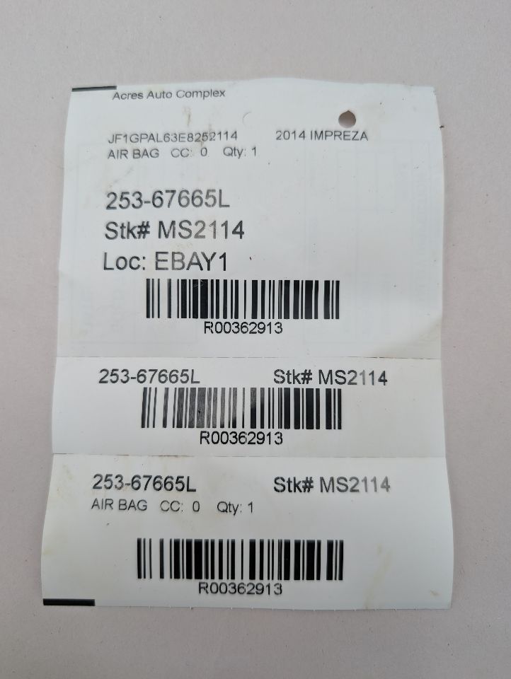 2014 SUBARU IMPREZA 4cyl Gasoline 2.0 Dohc Left AIR BAG - 362913 — photo 6