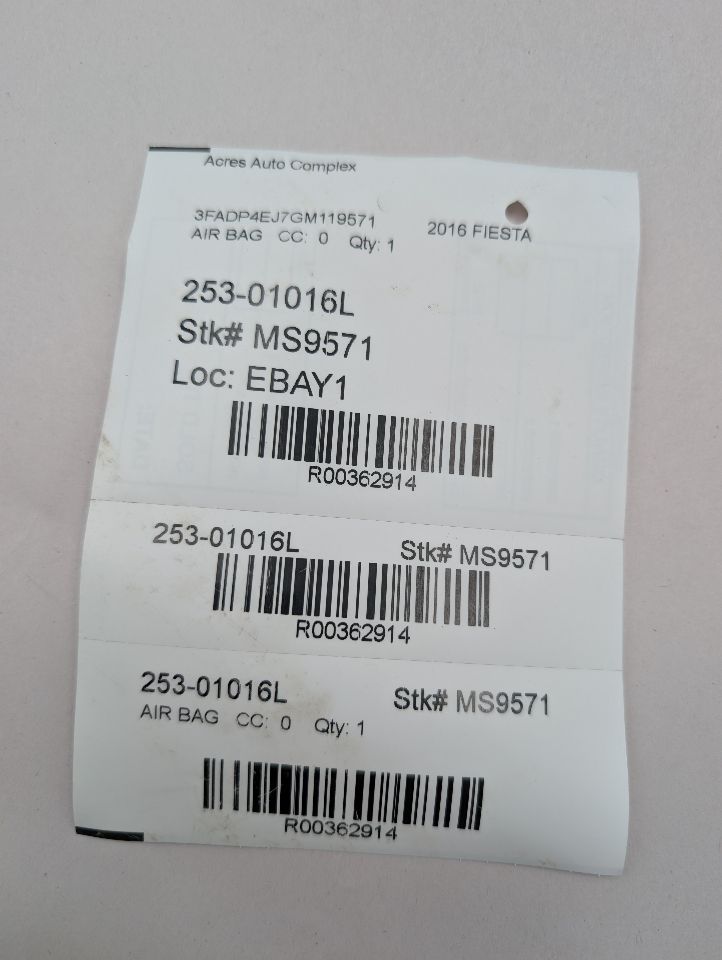 2016 FORD FIESTA 4cyl Gasoline 1.6 Left AIR BAG - 362914 — photo 7