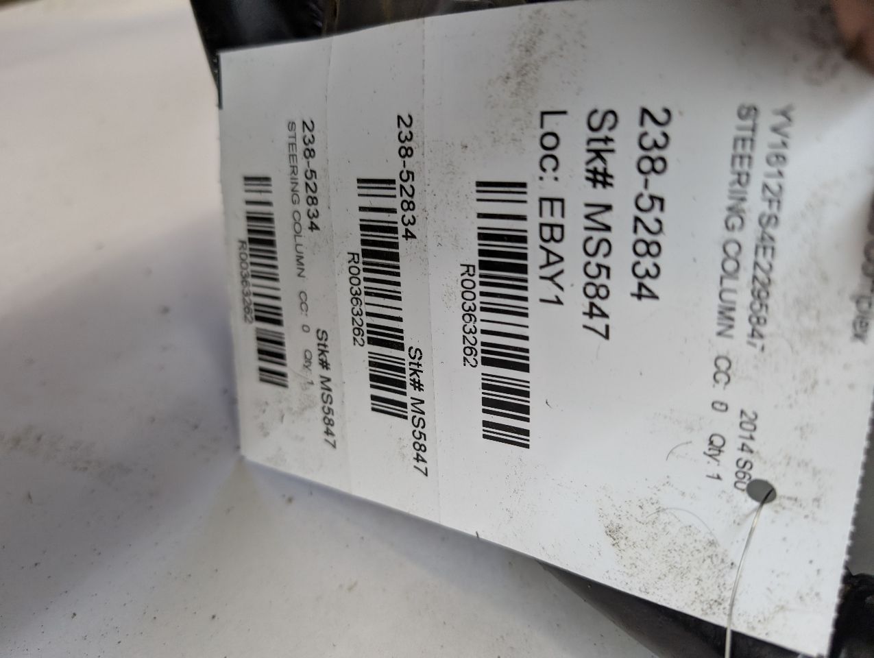 2014 VOLVO S60 5cyl Gasoline Turbo 2.5 STEERING COLUMN - 363262 — photo 6