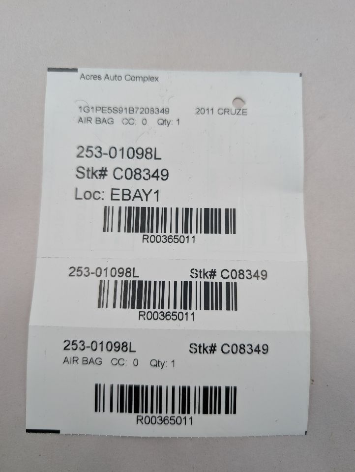 2011 CHEVROLET CRUZE 4cyl Gasoline Turbo 1.4 Left AIR BAG - 365011 — photo 7