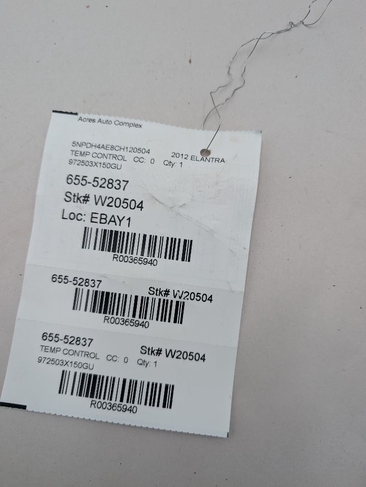 2012 HYUNDAI ELANTRA TEMP CONTROL - 365940 — photo 6