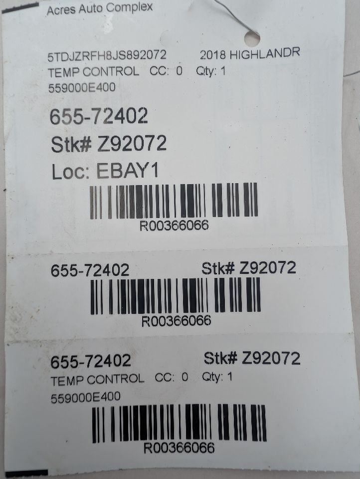 2018 TOYOTA HIGHLANDER 3.5L 6cyl Gasoline VVT TEMP CONTROL - 366066 — photo 7