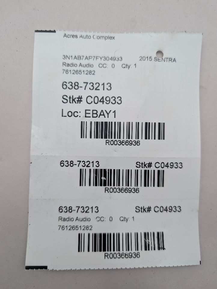 2015 NISSAN SENTRA 4cyl Gasoline 1.8 Radio Audio - 366936 — photo 6