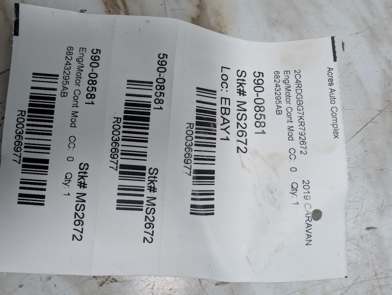 2019 DODGE CARAVAN 3.6L 6cyl VVT Eng/Motor Cont Mod - 366977 — photo 5
