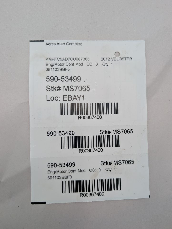 2012 HYUNDAI VELOSTER 1.6L 4cyl Gasoline Eng/Motor Cont Mod - 367400 — photo 6