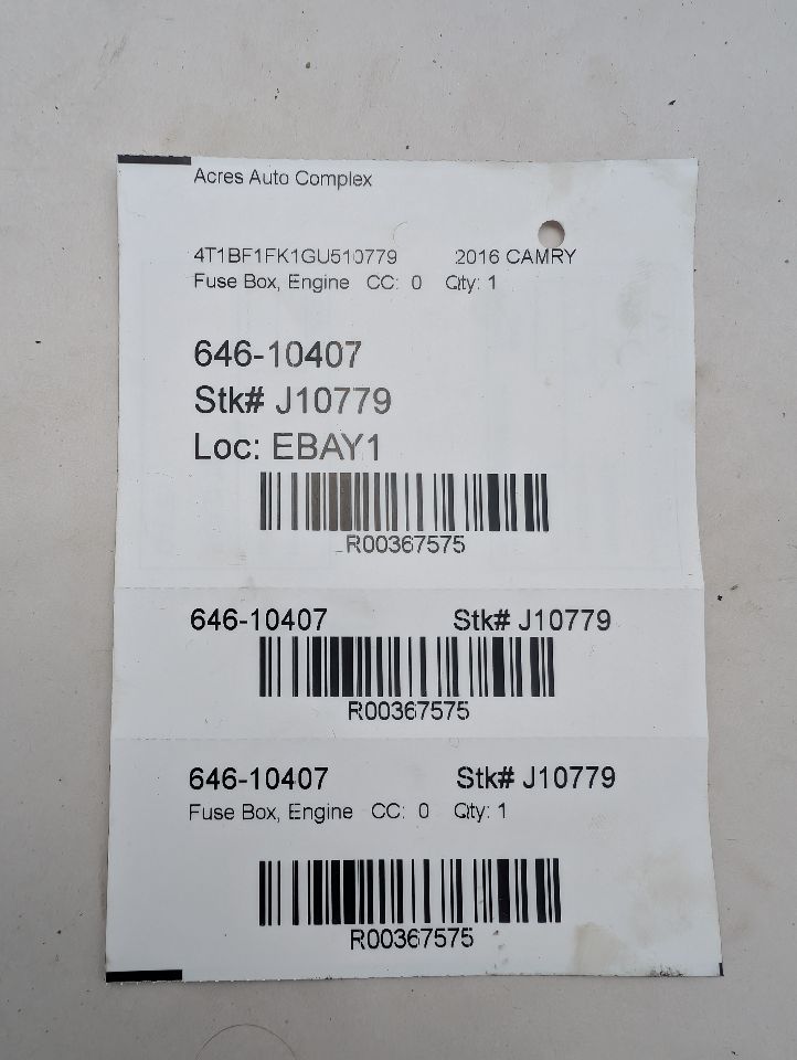 2016 TOYOTA CAMRY Fuse Box, Engine - 367575 — photo 6